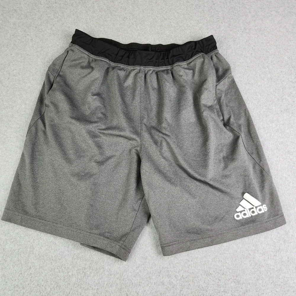 Adidas Shorts Mens XL Gray Heathered Climalite‎ Athletic Training Gym Workout
